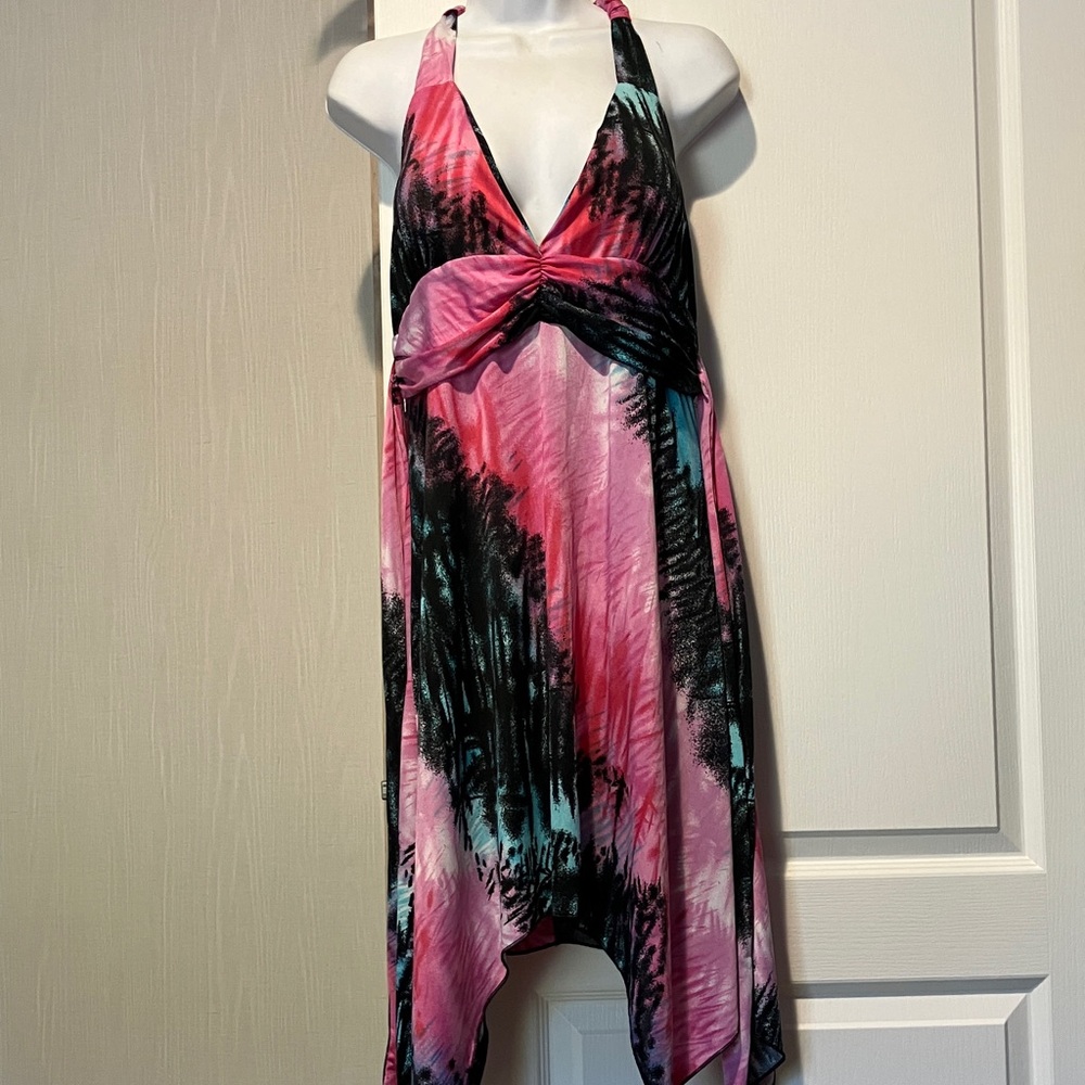 Pink and Black Halter Dress